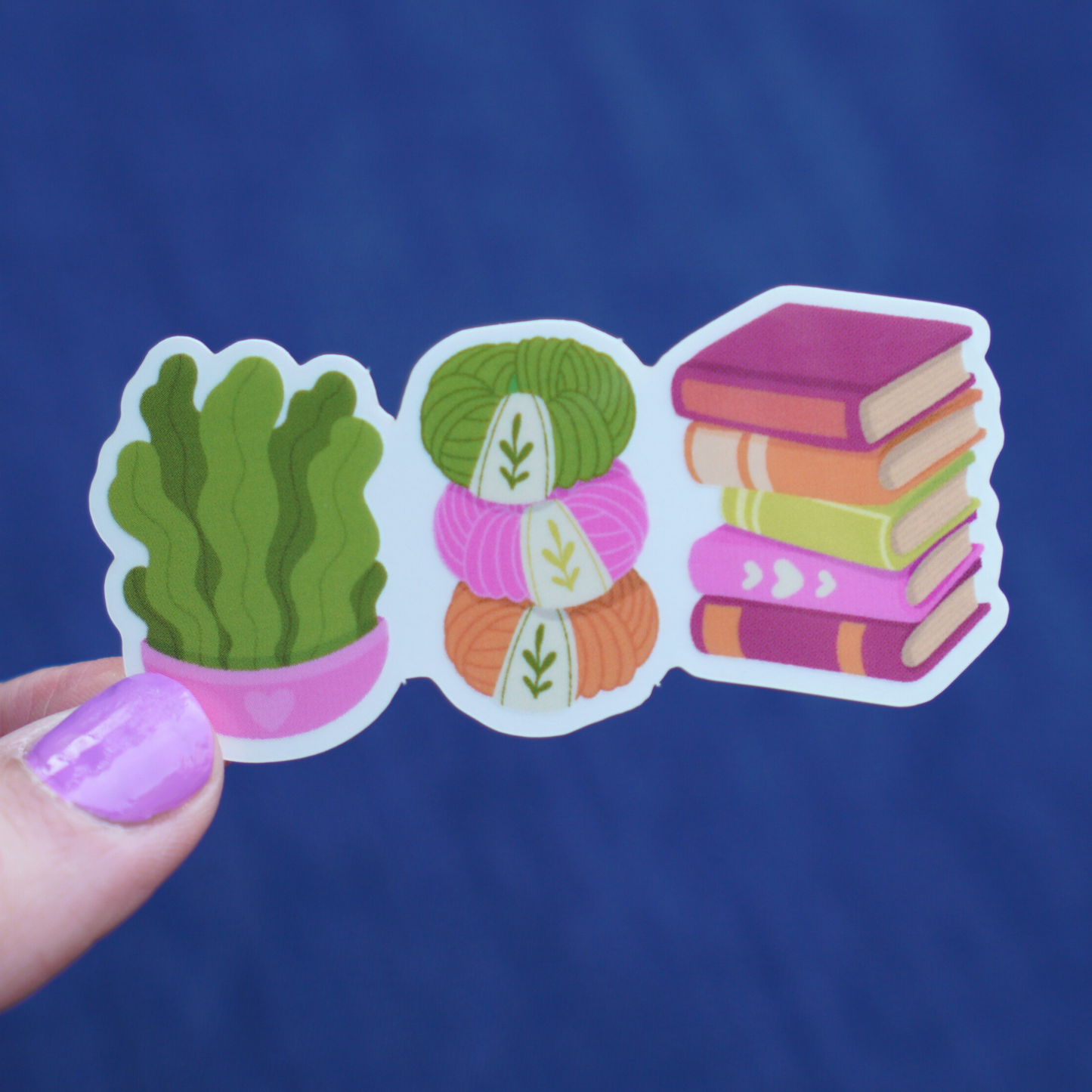 Plants. Books. Yarn. - Sticker